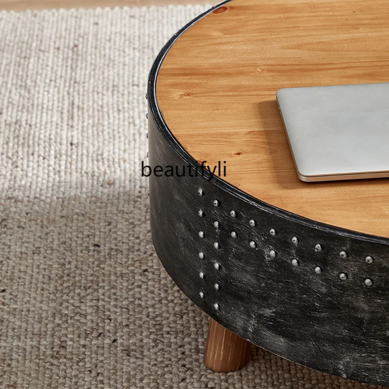 Retro Iron Art Coffee Table round Coffee Table B & B Personalized Coffee Table Small Apartment Side Table
