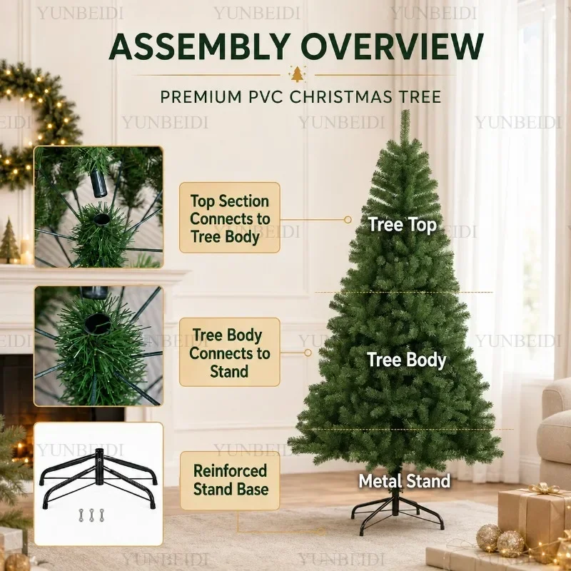 Large Artificial Christmas Tree PVC Encrypted with LED Lights Christmas Tree 120m To 300cm Family Christmas New Yea Party Decor