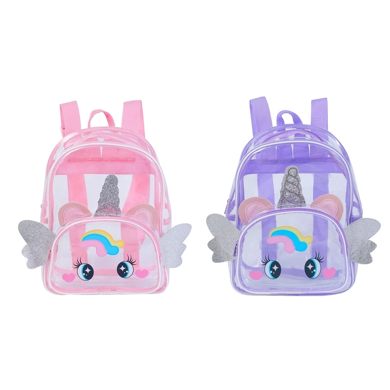 Holographic Clear Backpack Purse See-through Casual Daypack Travel Shoulder Bag for Kids Children