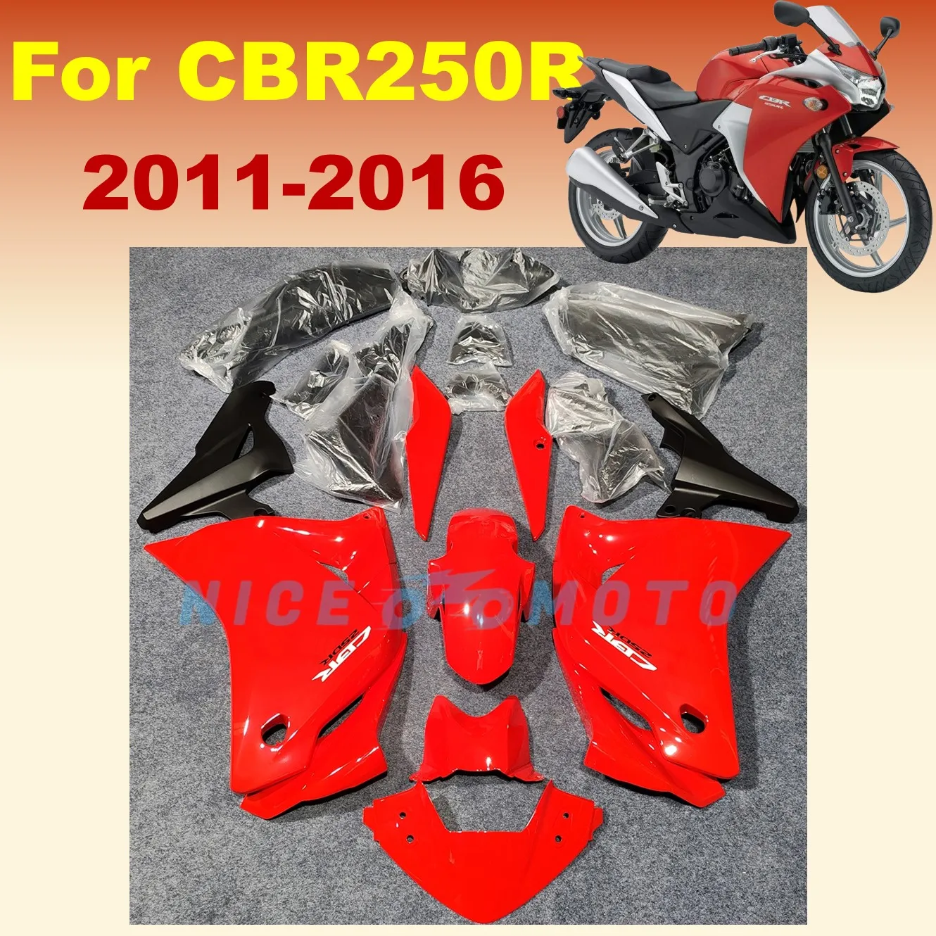 

Bright red Motorcycle Fairing Kits for Honda CBR250RR CBR250R 2011 2012 2013 2014 2015 2016 CBR 250R Bodywork Shell Cover