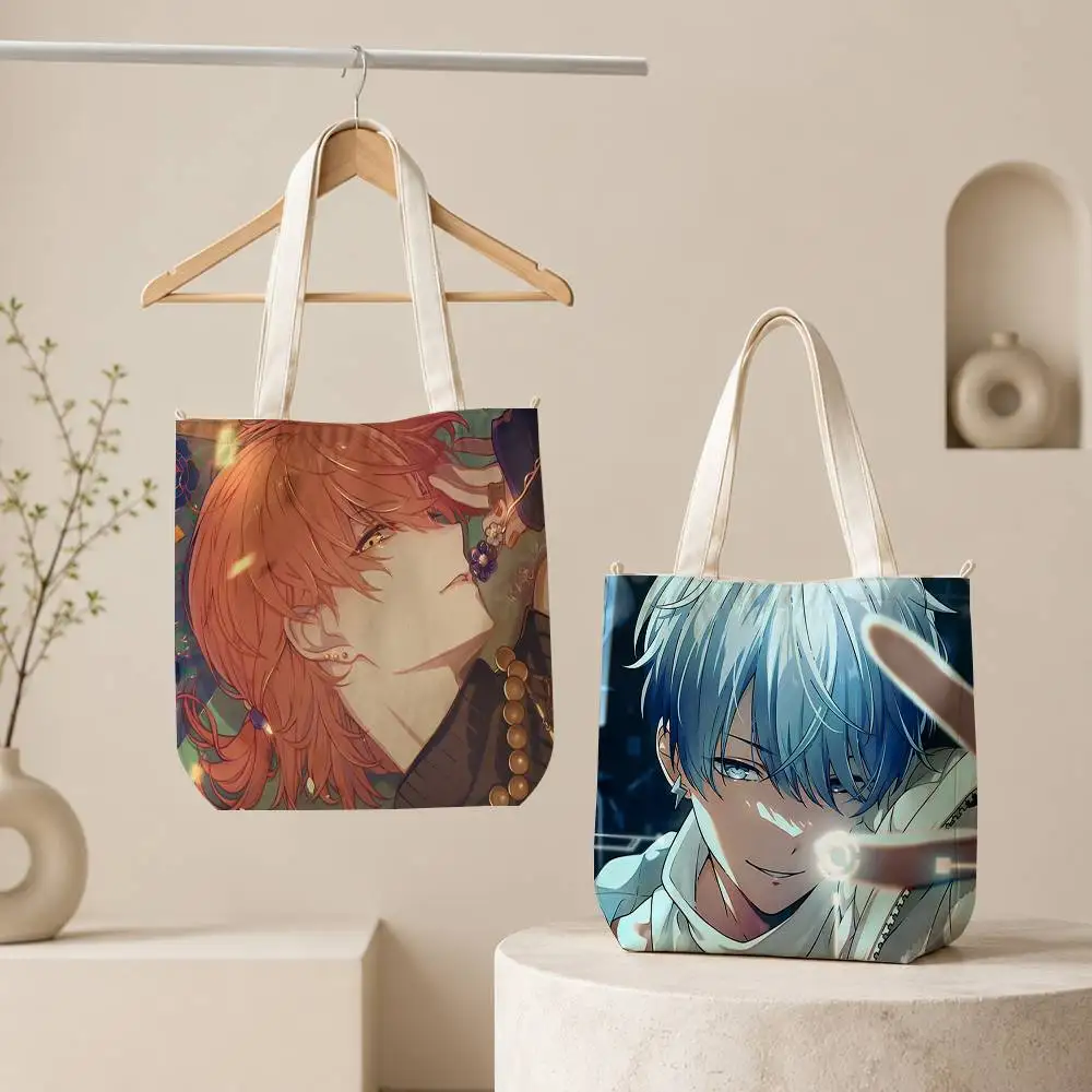 Vivid BAD SQUAD Akito Shinonome Toya Aoyagi Tote Bag for Women Reusable Shopping Tote Bag Zippered Shoulder Bags Print