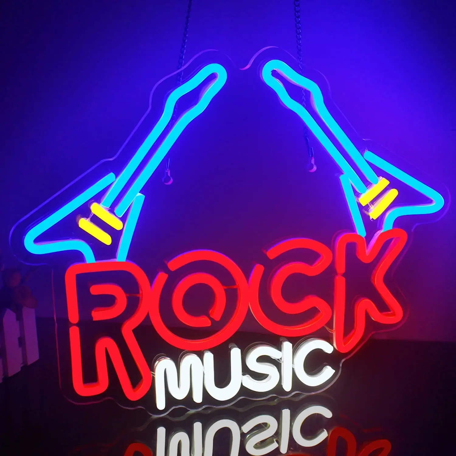 

LED Rock Music Neon Sign Music Neon Sign Rock Music For Guitar Shape Neon Bedroom Kids Room Music Studio Bar Club Music Party
