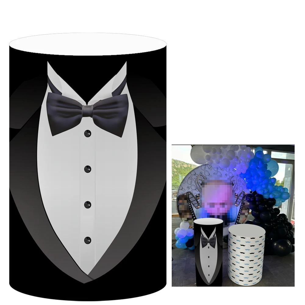 أسود سهرة اسطوانة طيدة يغطي للطفل ليتل بوس حفلات عيد ميلاد ديكور بسط الركيزة غطاء مفرش المائدة الدعائم