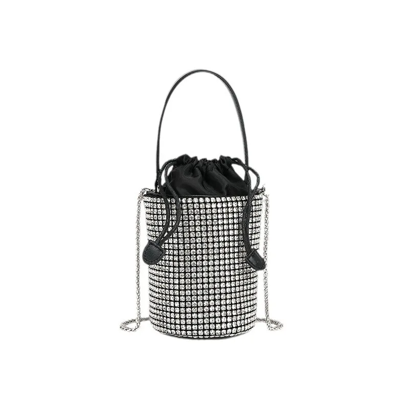 Diamond-encrusted Bucket Women's Bag Summer Fashion Chain King Full Diamond Oblique Span Shoulder Bag Women's Rhinestone Handbag