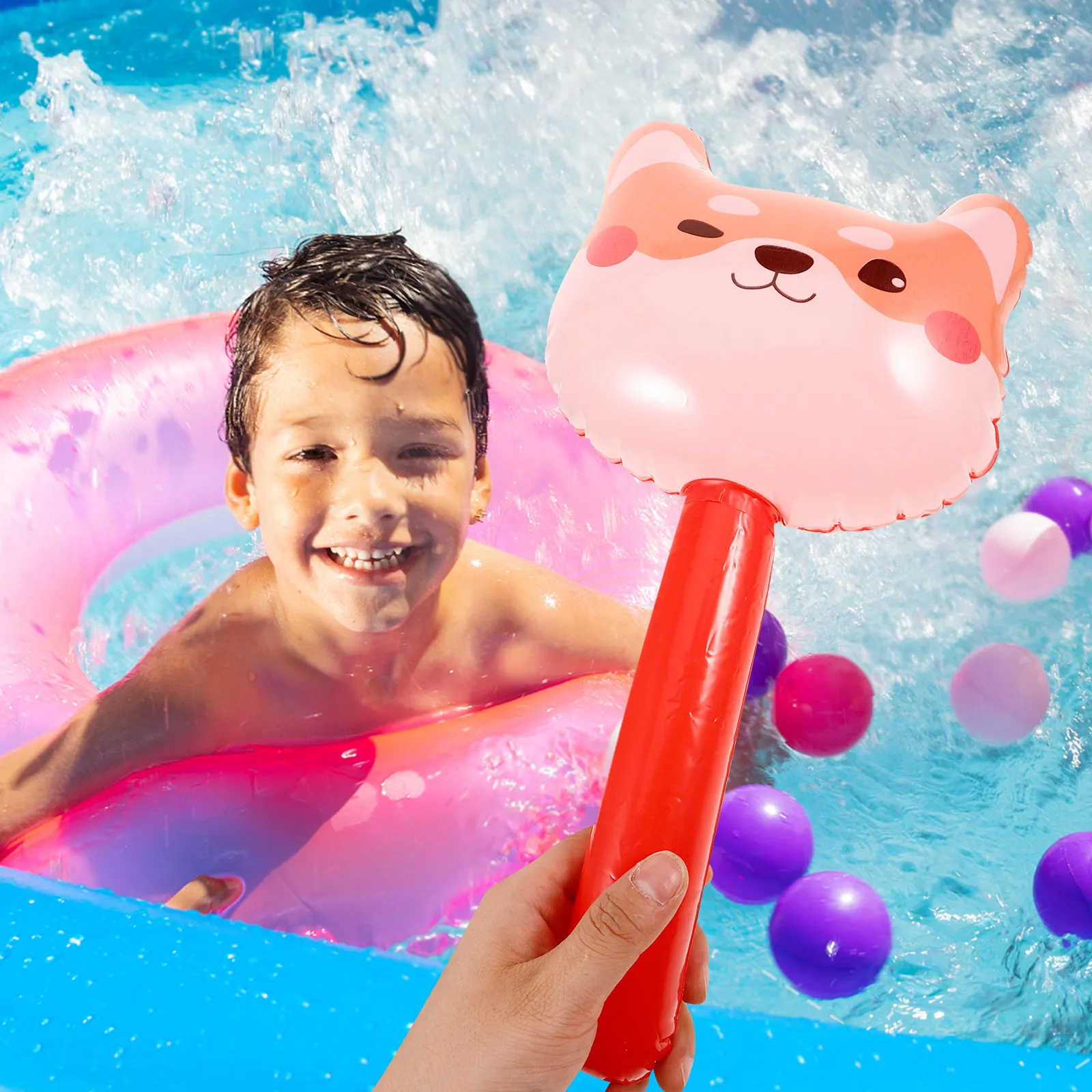 

10Pcs Inflatable Bell Inside Fox Shape Party Prop Beach Pool Game Fun Hammer Party Game Props PVC Inflatable Sticks