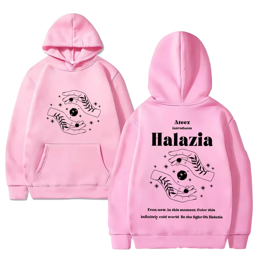 Ateez Band Halazia Double Sided print Y2k Hoodie Men Women harajuku vintage Sweatshirt Unisex Casual Fleece Long sleeve pullover