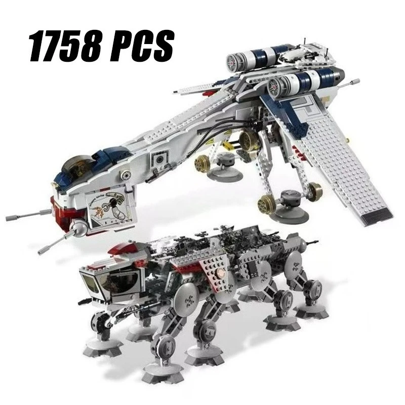 1758PCS Space War Republic Dropship mit AT-OT Walker Bausteine 8 Figuren Bau Ziegel Spielzeug