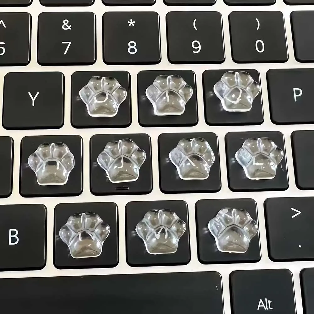 30Pcs Transparent Cat Paw Keyboard Stickers Raised Key Pad for Long Nails Typing Helper Cute Desk Decor