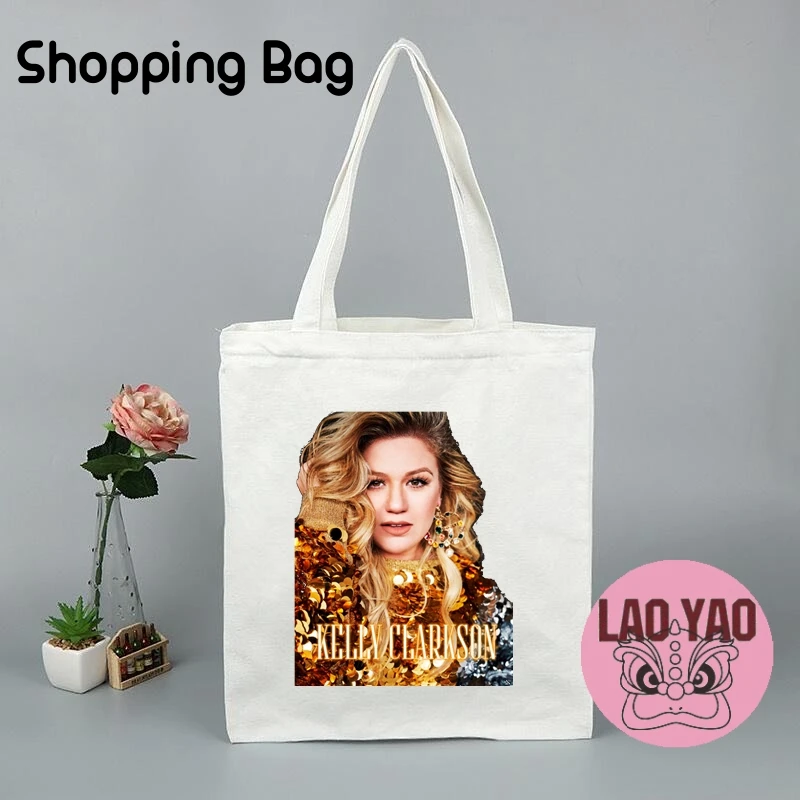 Kelly Clarkson Tote Bags for Women Fashion Singer Shopper Bag Girl Friend Gift Shopping Woman Cloth Canvas Large Fabric