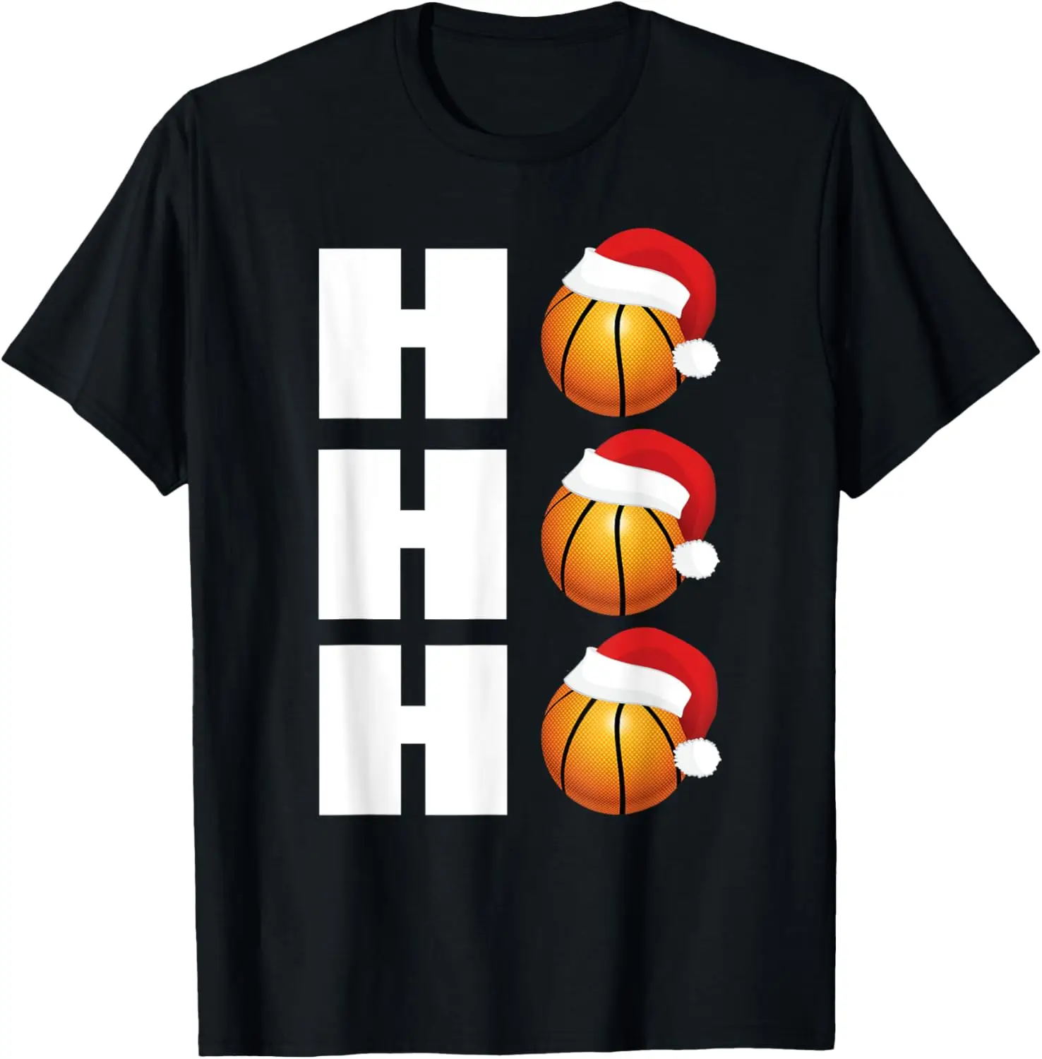 HO HO HO Santa Hat T-Shirt Funny Basketball Christmas Tee T-Shirt