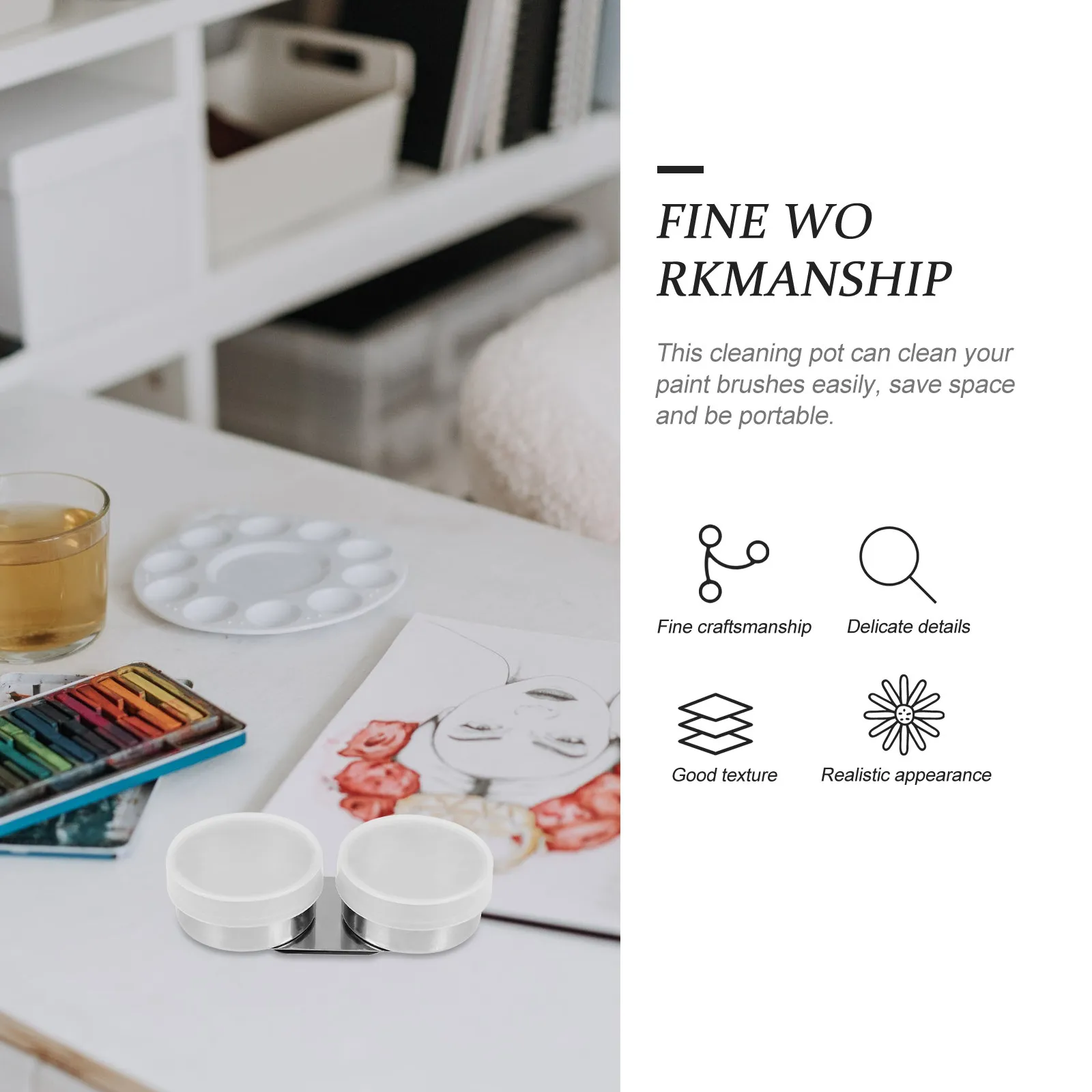 

Stainless Steel Brush Pen Cleaning Pot Multi-Functional Paint Mixing Cup for Oil Painting Watercolor Acrylic Art Supplies Home