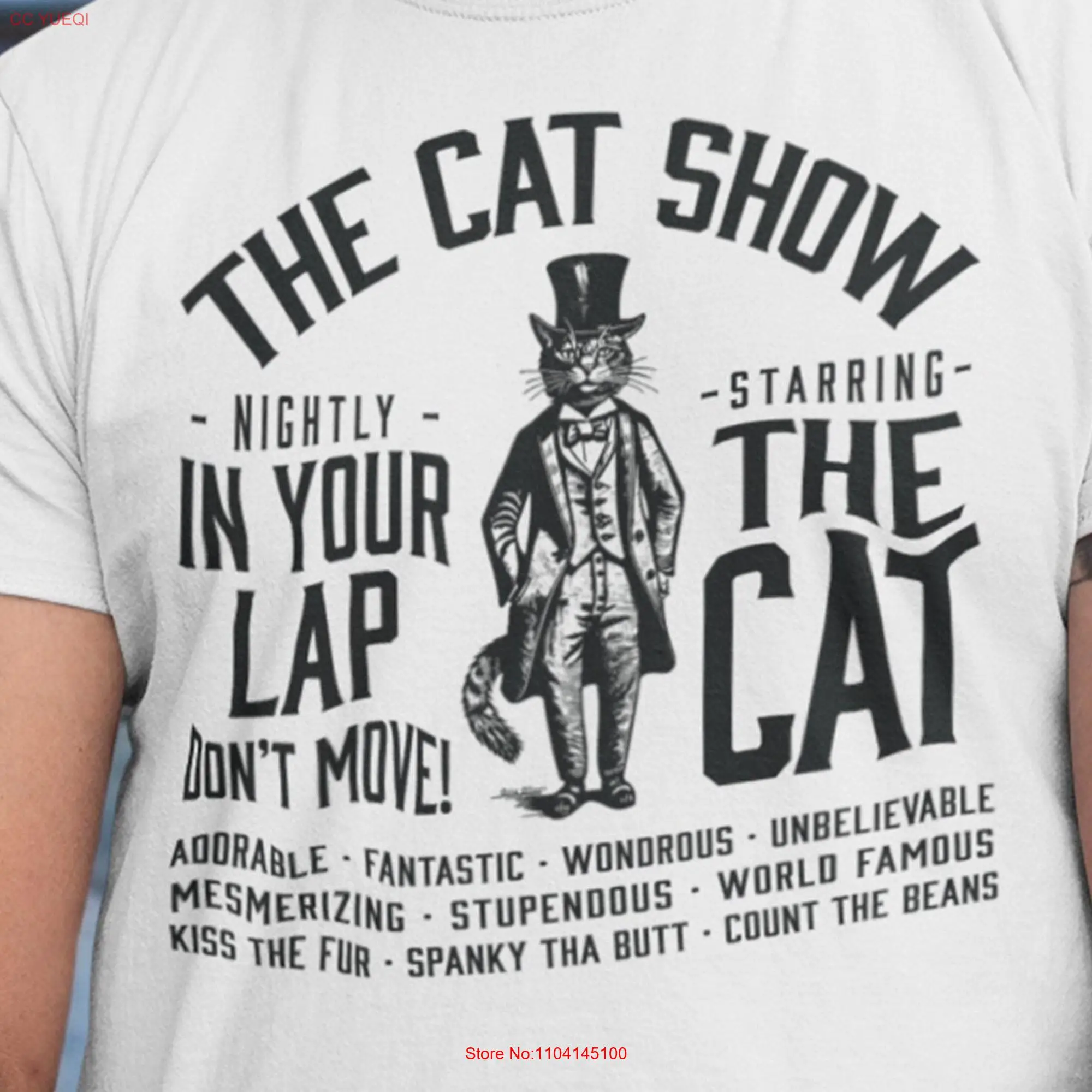 The Cat Show with Retro Top Hat Victorian Funny Softstyle T Shirt for Men and Women long or short sleeves