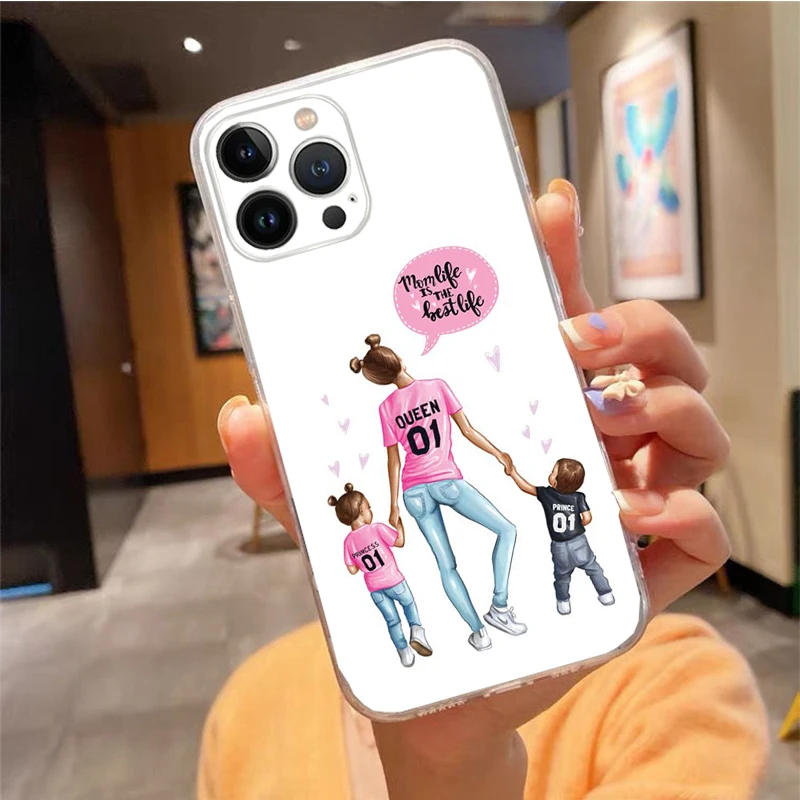 Phone Case For iphone 17 Pro Max Air 16 15 14 13 Pro Max 15 16 Pro 15Plus Mama Mom Son Daughter Case Funda