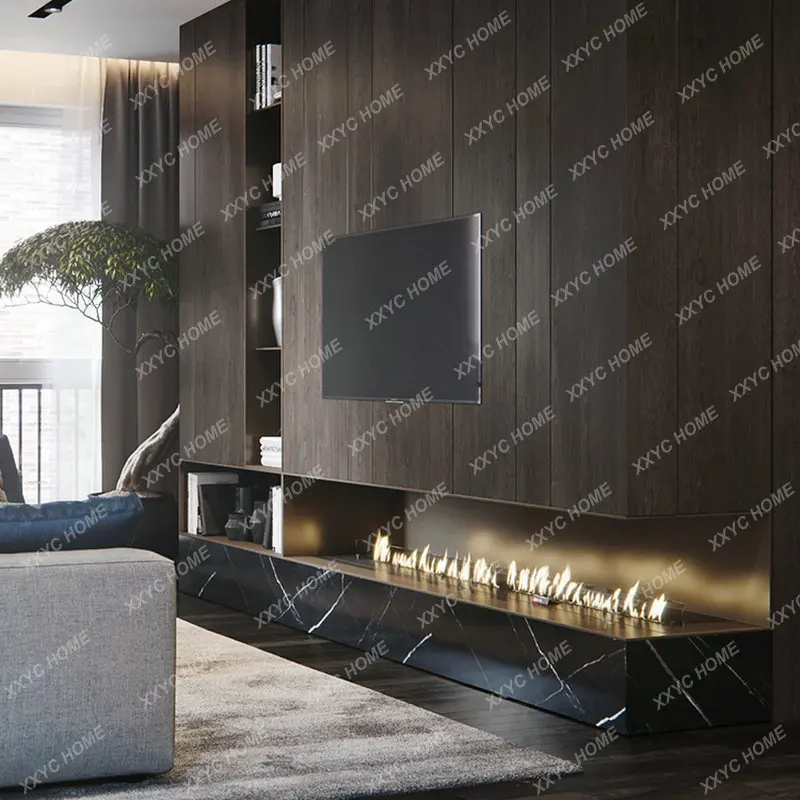 L  Smart alcohol fireplace, real fire embedded decorative villa electric heater, living room home background wall