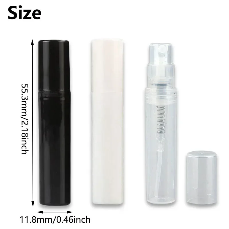 50 pz 2 ml bottiglie spray di profumo vuote contenitori cosmetici in plastica riutilizzabili mini pompa portatile atomizzatore a nebbia fine per i viaggi