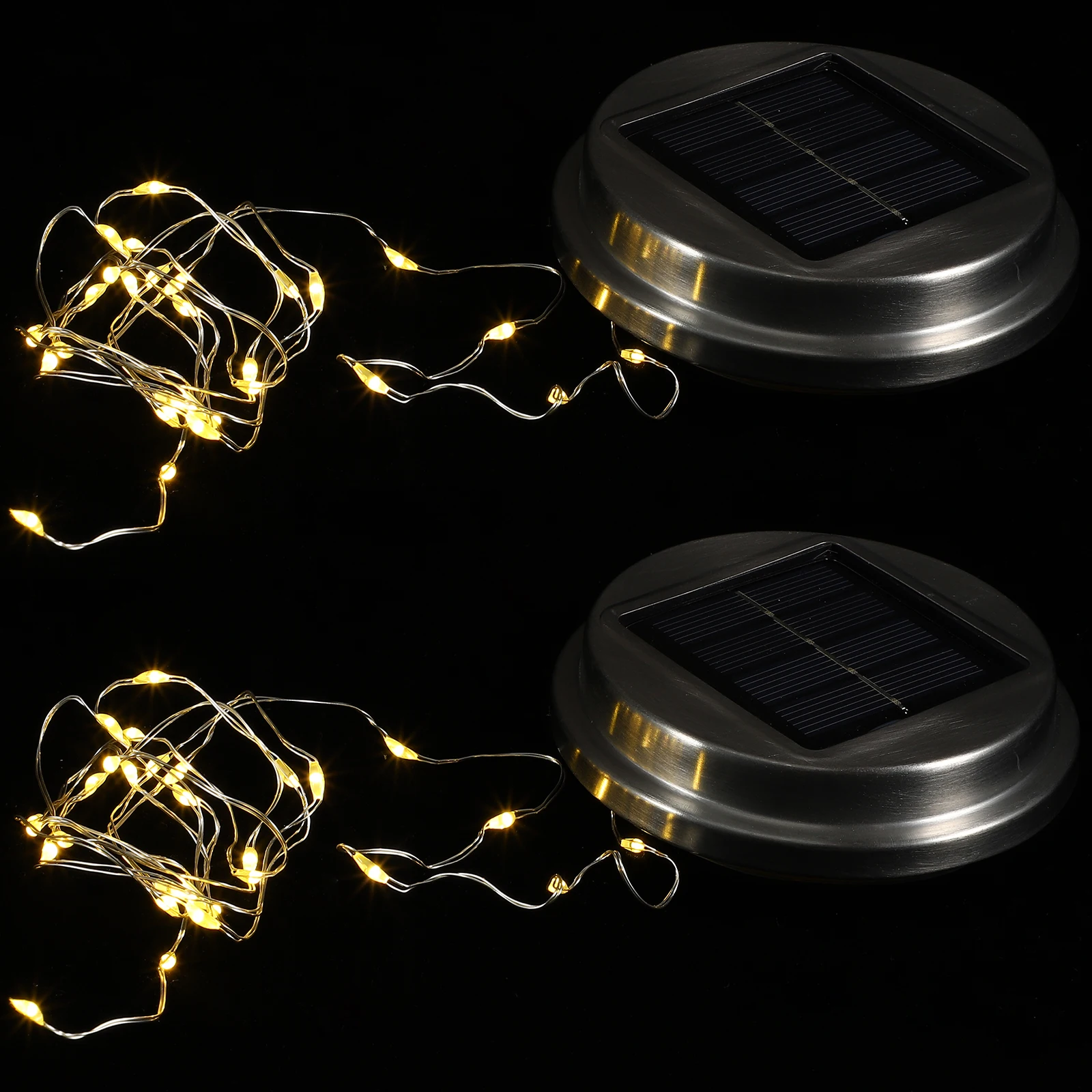 

2Pcs Solar Ball Lamp Cover Jar Lid Light Solar Charged DIY Crafts Garden Lighting Stainless Steel Decorative Replacement