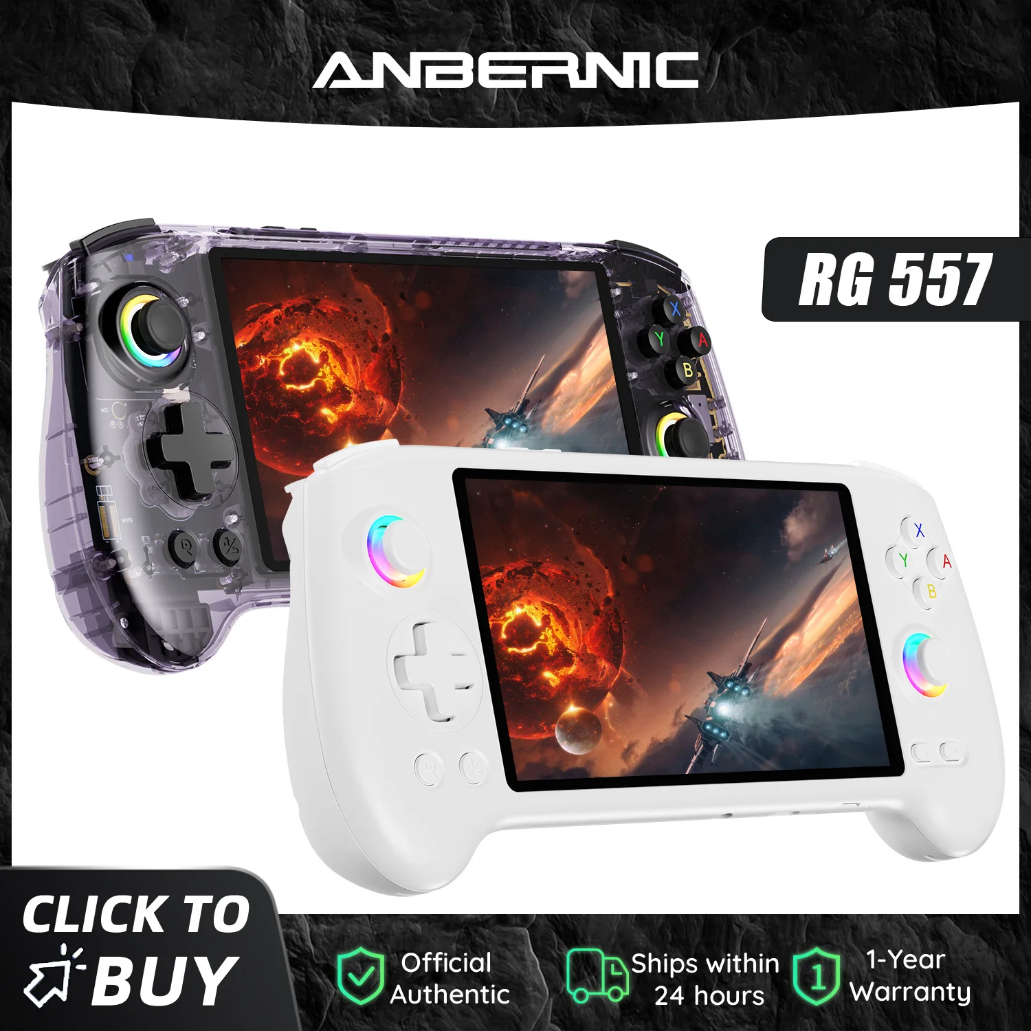 Anbernic RG557 Handheld Video Game Console Android 14 Gaming Console 5.48" AMOLED HD Screen Support RGB Lighting 5500mAh Android