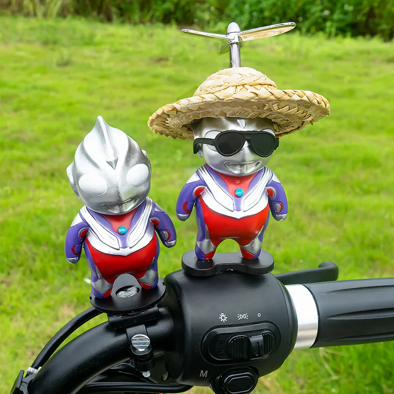 

Anime Cute Q-Version Ultraman Fat Figurines Series Ornament Electric Bike Motorcycle Helmet Decorative Models Birthday Gifts