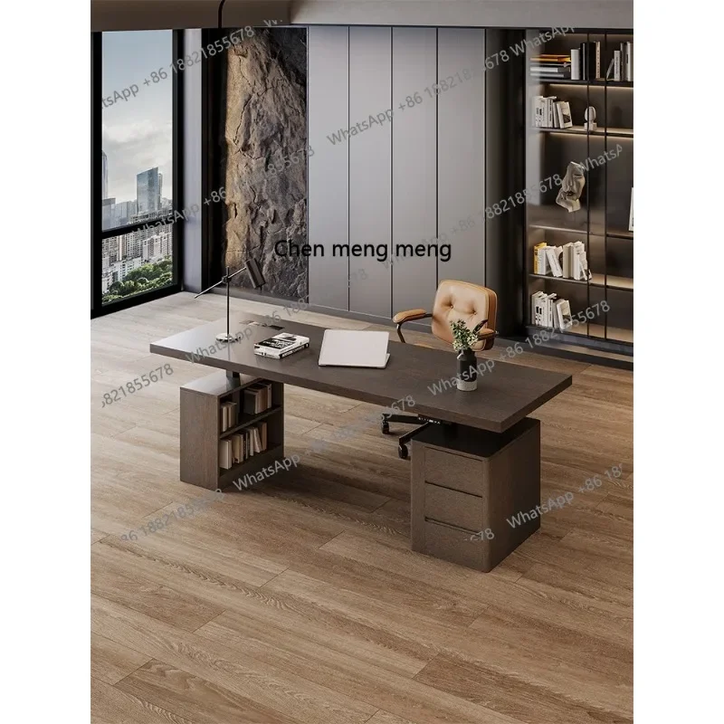 Solid wood intelligent lifting living room desk sofa back bar office lifting desk