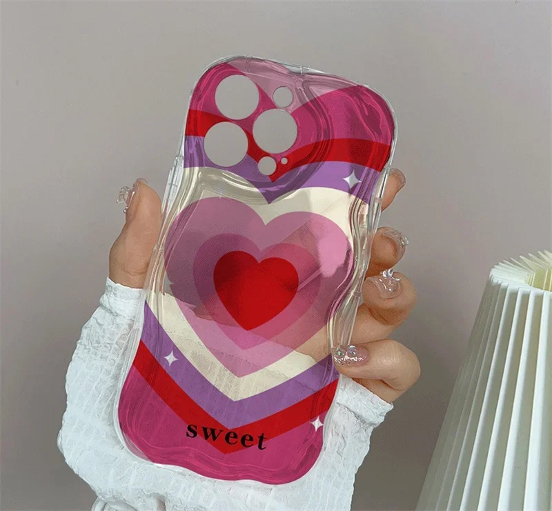 OPPO A5 A3 F29 Pro A3X A54 A3S A5S A35 A53 A9 A31 2020 A52 A72 A92 F9 F11 케이스 그라데이션 러브 하트 웨이브 엣지 커버