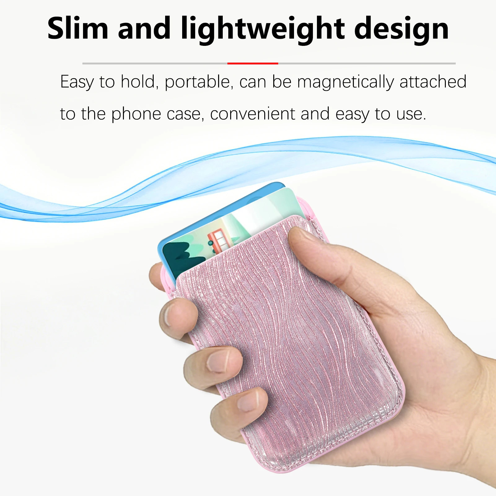Glitter PU Leather Card Bag Suitable For Magsafe Magnetic Tape Adhesive Magnetic Iron Ring Phone Case Universal Card Wallet - view 5