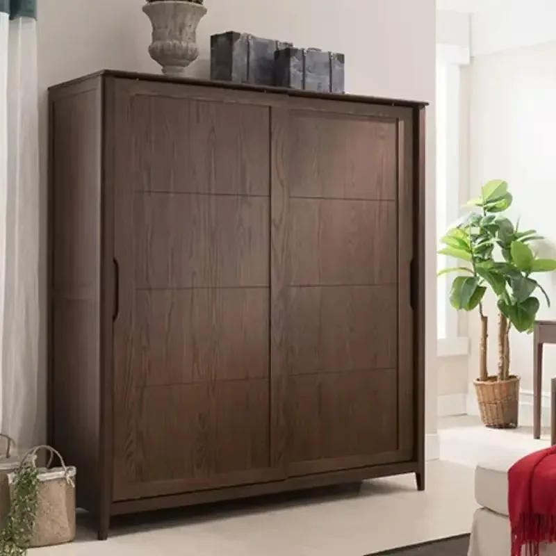 

Walnut-colored American Wardrobe Sliding Two-door Garderobe Bedroom Wardrobes Storage Sliding Door Guardarropa Bedroom Furniture