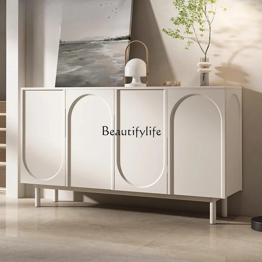 

01 Wabi-sabi wind entrance entrance cabinet Italian minimalist side cabinet decorative cabinet modern