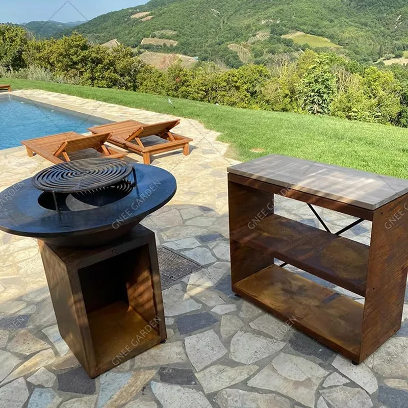 

Corten Steel 120CM Big Barbecue Charcoal Grill Outdoor Barbecue Party