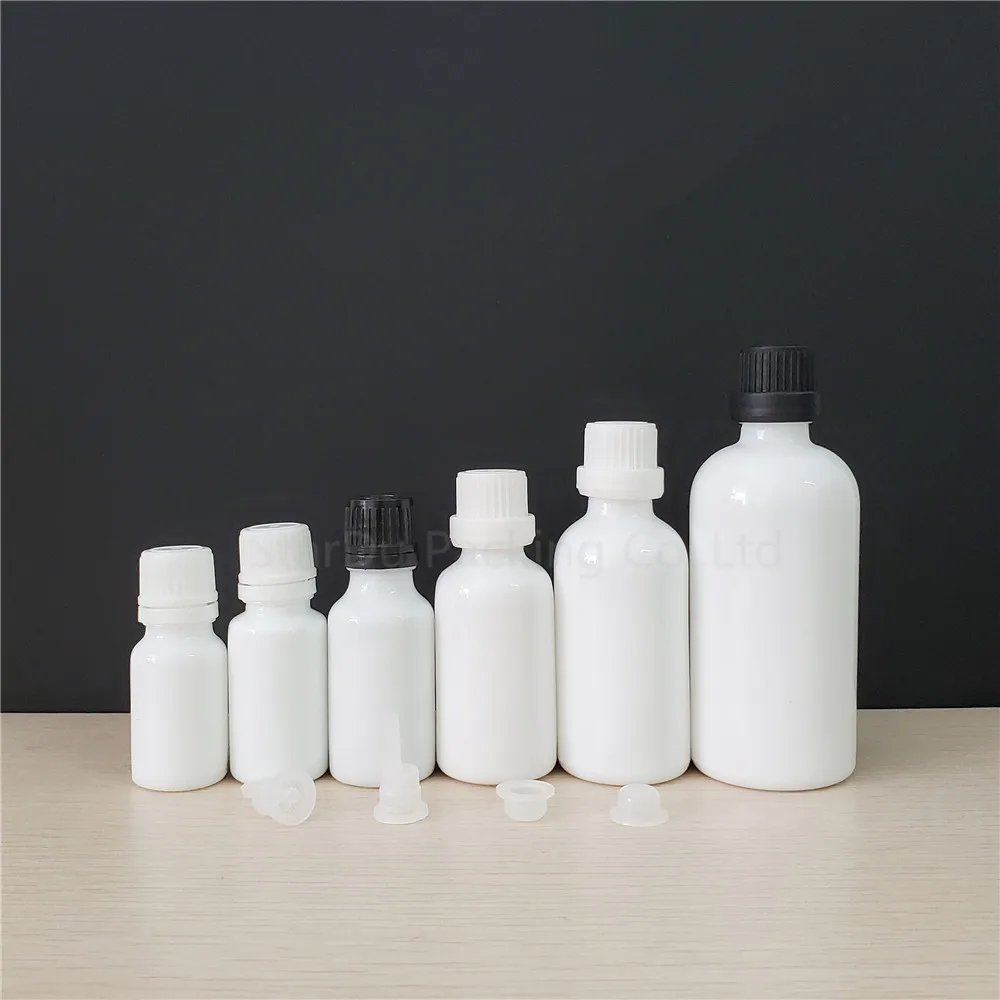 10ml 15ml 20ml 30ML 50ml 100ml White Glass Bottle, Vials Essential Oil Bottle With Tamper Evident Cap Perfume Bottles 100pcs/lot