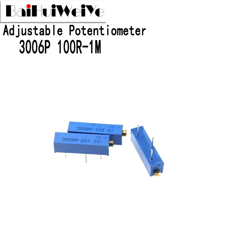 

10PCS 3006P Precision Multi-turn Adjustable Trimpot Trimmer Potentiometer 100R-1M ohm 200R 500R 1K 2K 5K 10K 20K 50K 100K