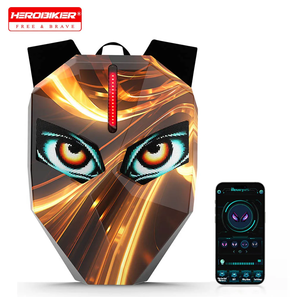 

Светодиодный рюкзак большой емкости, программируемая водонепроницаемая сумка для шлема, Bluetooth светодиодный рюкзак для путешествий, мотоциклетный светодиодный рюкзак