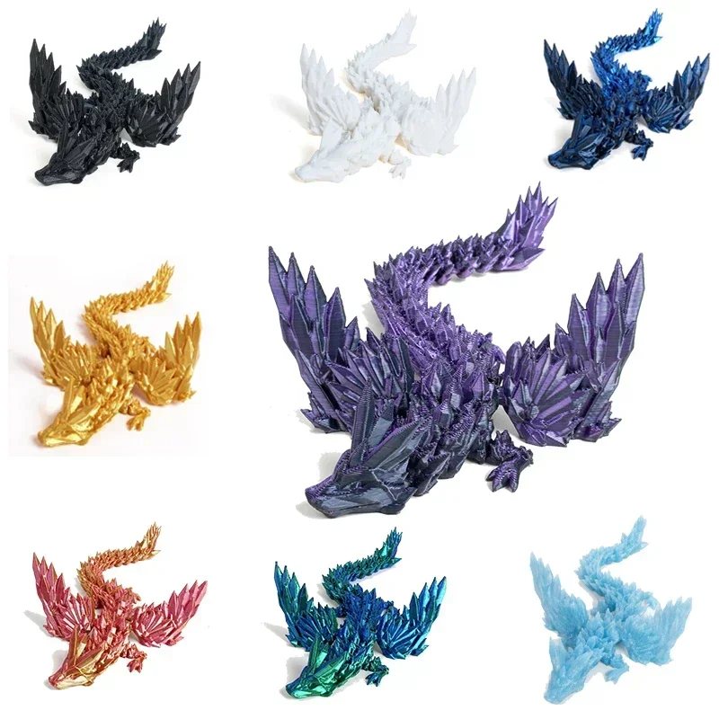 3D Printing Dragon Ornaments Sculpture Flexible Articulated Dragon Crafts Creative Kid Interaction Toys Decorative Figurines