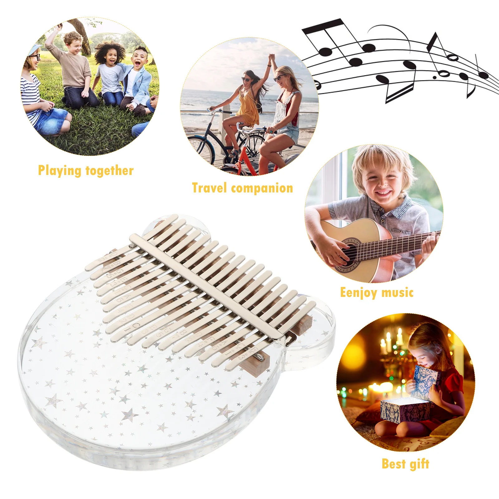 

1Set Mini Thumb Piano 17-Key Kalimba Finger Piano Instrument Compact Size Simple Use Practice Coordination Rhythm Beautiful