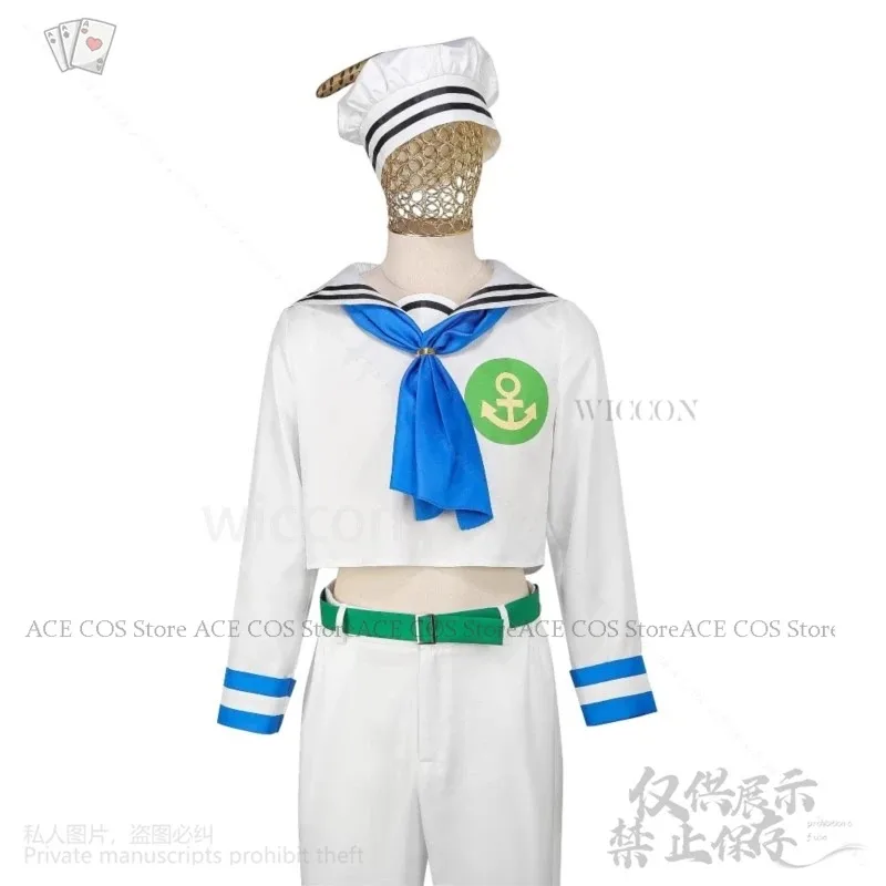 Anime Higashikata Josuke Jo Cosplay Anime Bizarre disfraz DK trajes de marinero blanco uniforme sombrero corbata conjunto Adventuree Jirai Kei