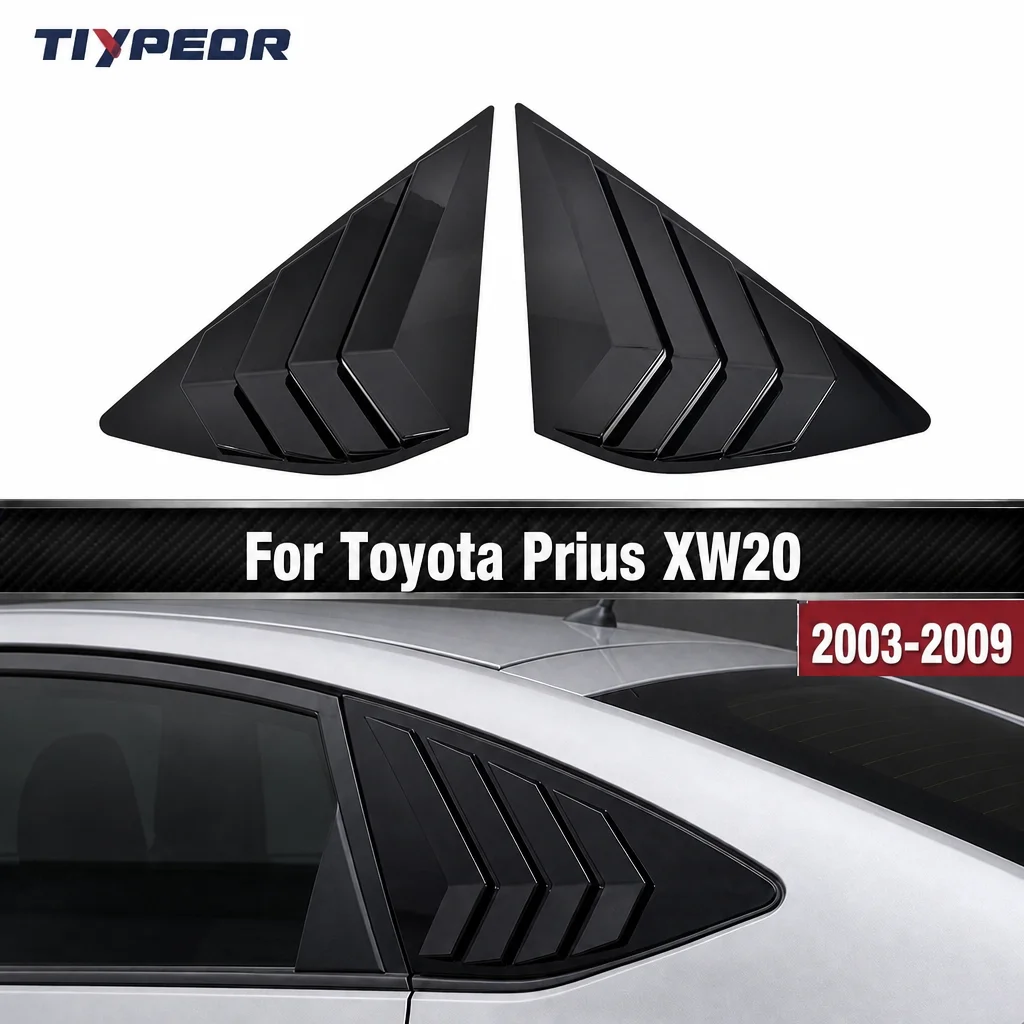 Tiypeor For Toyota Prius XW20 2003 2004 2005 - 2009 glossy black rear triangular window louver vent cover adhesive appearance