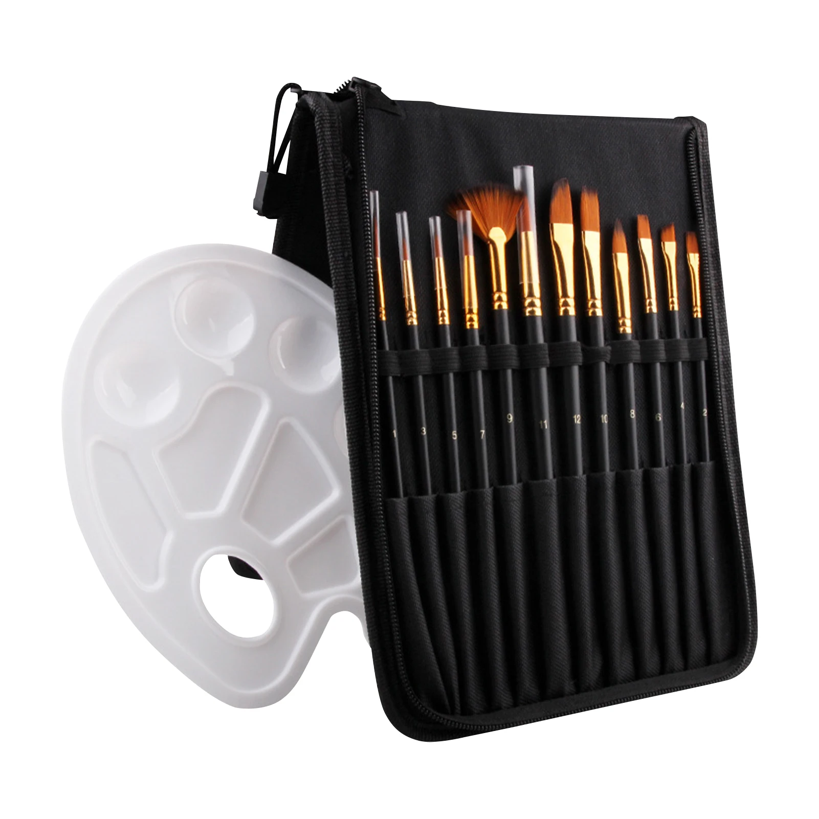 

12pcs Acrylic Oil Detail Liner All Purpose Versatile Small Nylon Craft Home Water Color Professional Gouache Paint Brush Set