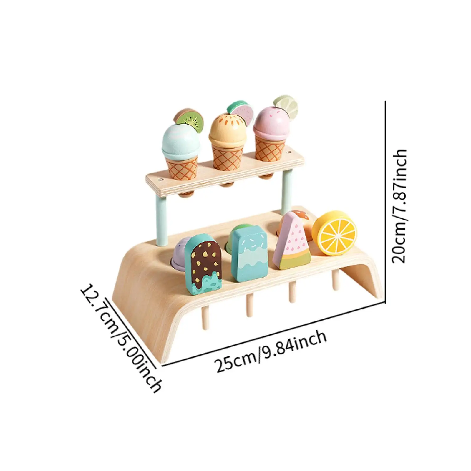 Wooden Ice Cream Set Food Toys Set for Girls and Boys Age 2-4 Birthday Gifts