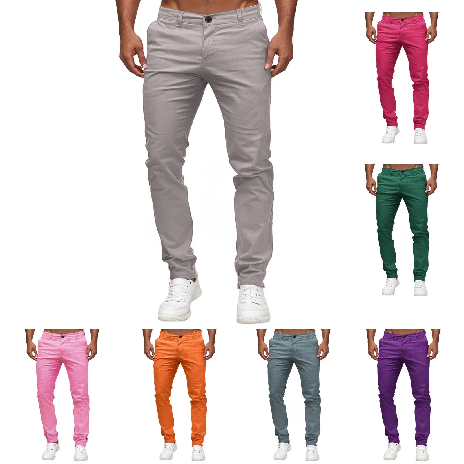 Autumn Mens Fashion Pants Cotton Casual Stretch Male Trousers Long Straight High Quality PantSuit Solid Color Outdoor Hiking