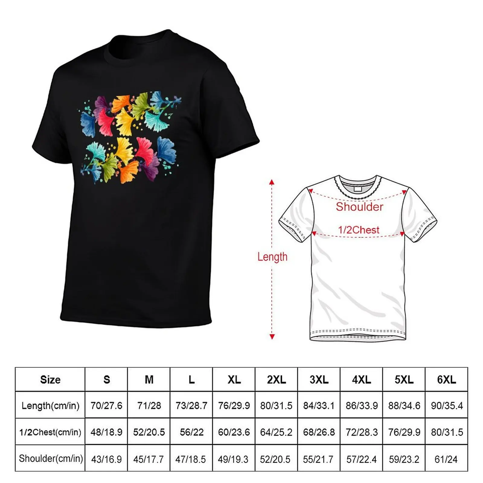 rainbow watercolor ginkgo leaves T-Shirt Active Wear Sports T-Shirt for Men