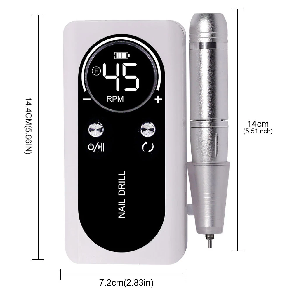 45000 RPM professionele elektrische nagelvijl oplaadbare elektrische nagelboor geluidsarme nagelschuurmachine vijl voor manicure salon gereedschap