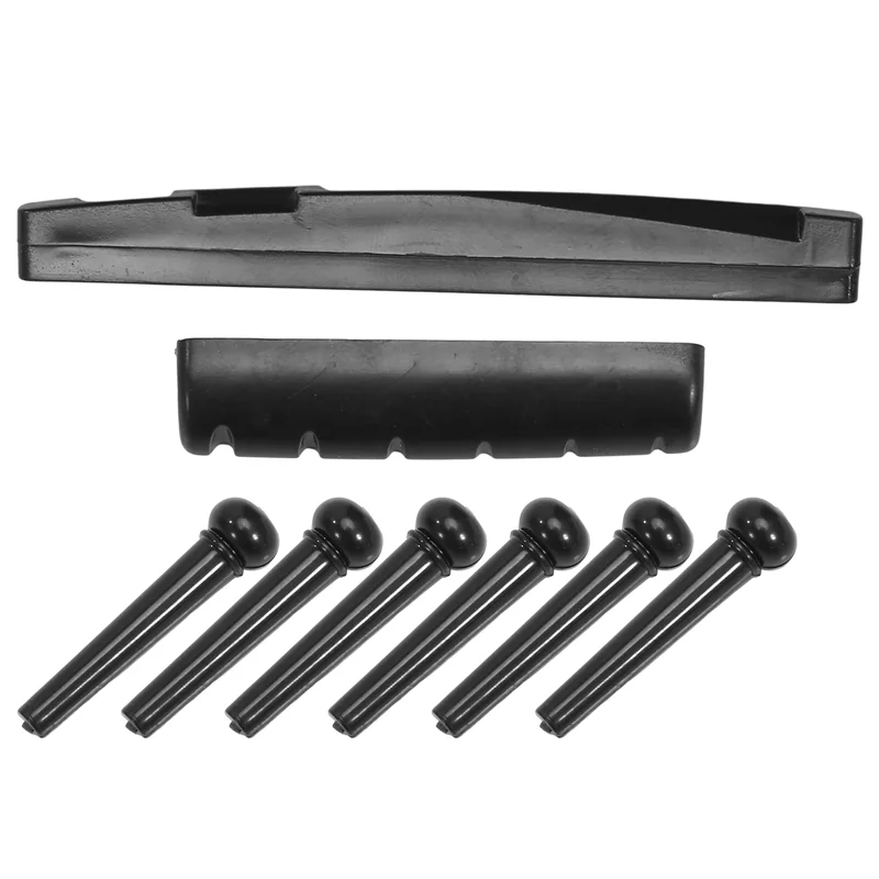 YHOLI-10 مجموعة أوتاد سلسلة الجيتار استبدال أجزاء دبابيس جسر الجيتار الصوتية مع جسر الجيتار السرج الجوز أطقم أدوات أسود