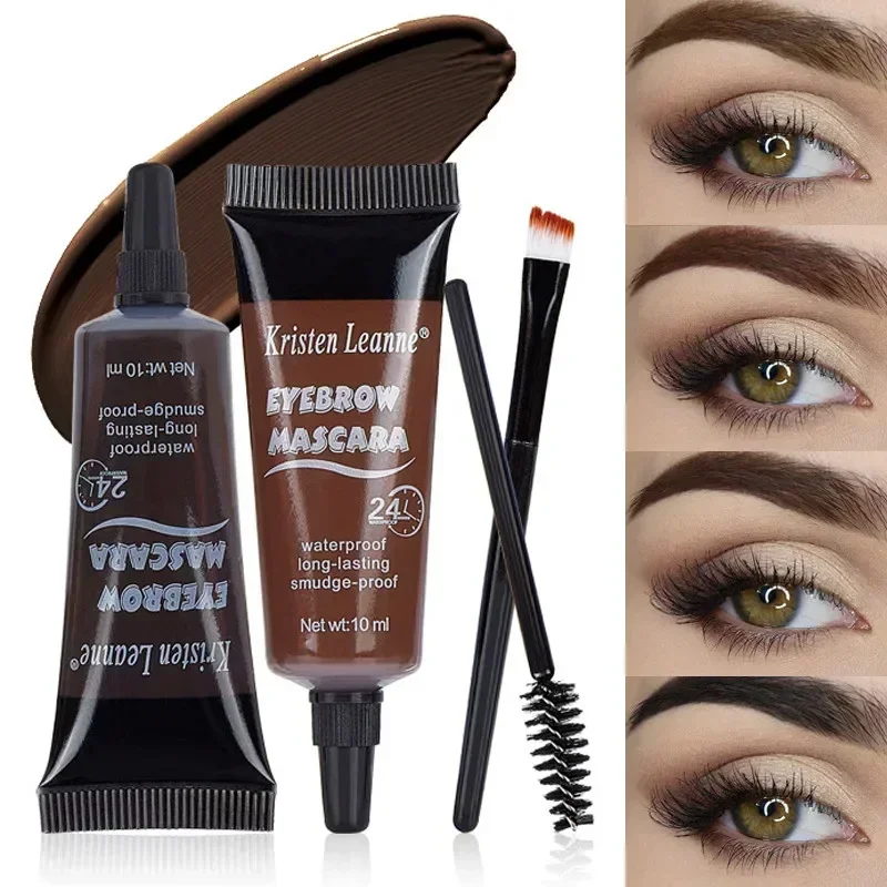 Natural 4 Colors Liquid Dyeing Eyebrow Cream Dyeing Eyebrow Set Brow Tattoo Pigments Lasting Waterproof Eyebrow Gel Makeup