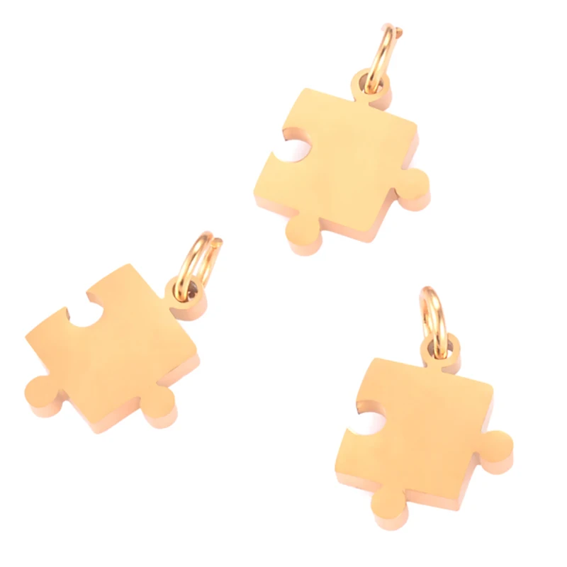 5pcs/lot Mirror Polish Stainless Steel Puzzle Charms Wholesale DIY Necklace Bracelet Making Charms Jewelry Making Charms