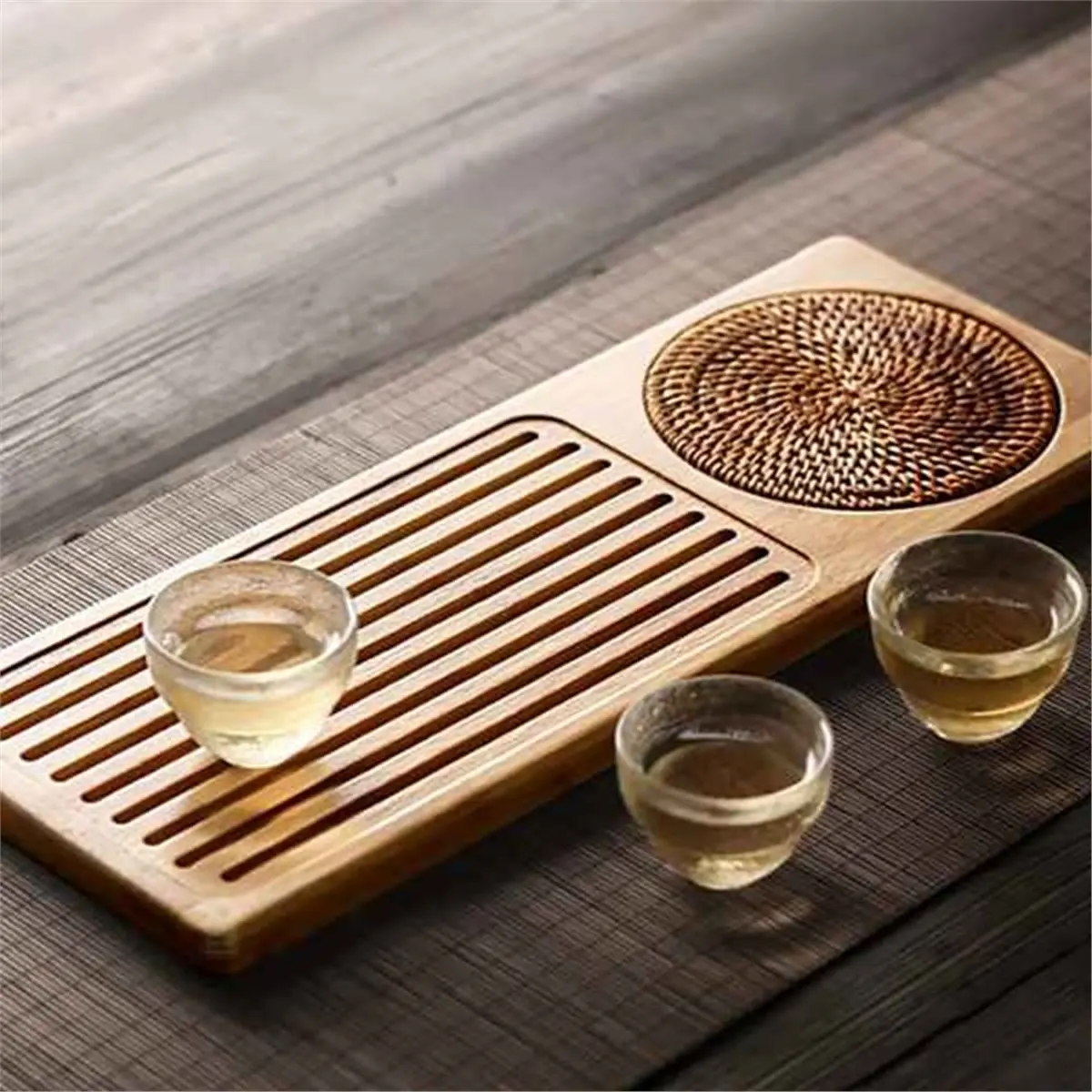 

Бамбуковый деревянный поднос для чая, японский ручной работы для домашнего использования, небольшой простой чайный сервиз Gongfu, поднос для чая