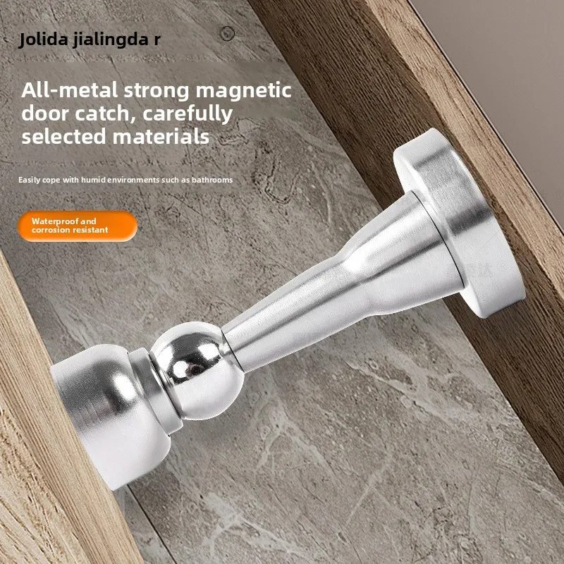 Heavy Duty Stainless Steel Thickened No Drill Strong Magnetic Door Stopper Silent Anti Collision for Hotel Bathroom Wooden Door