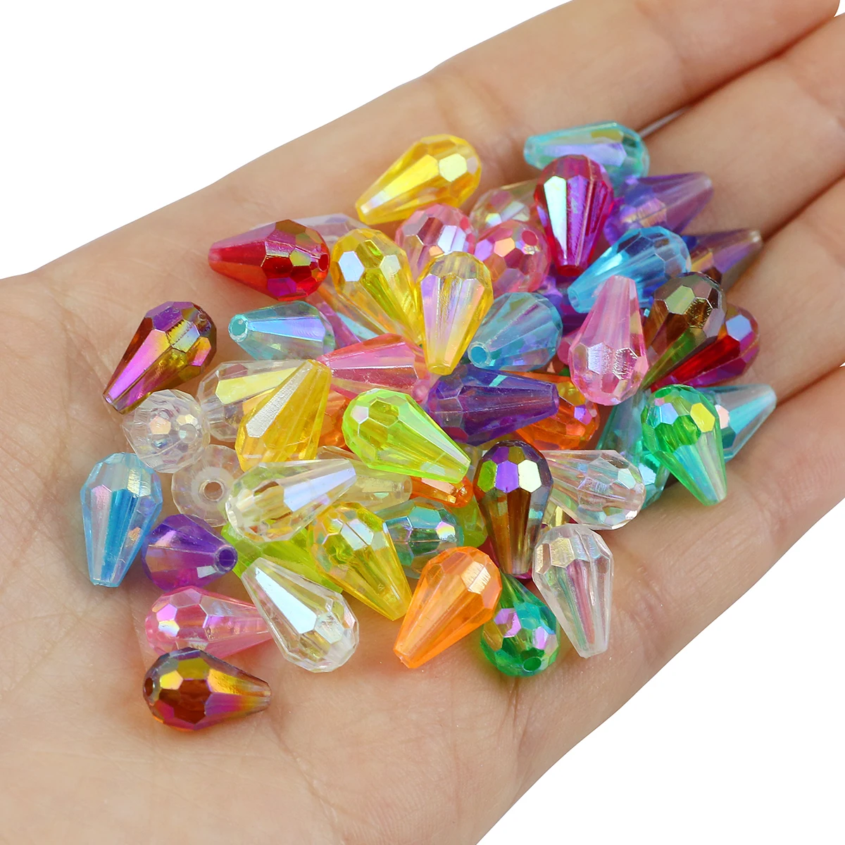 100pcs 8x12mm Water Drop Shape Plastic Crystal Spacer Loose Beads For Jewelry Making DIY Bracelet Necklaces Accessories Supplies