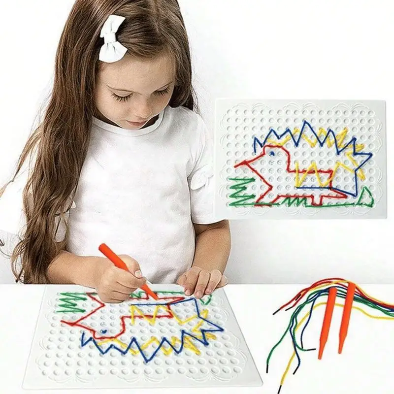 Thread Board For Kids Interactive Early Learning Lacing Toy Imagination Development For Birthday Kids Boys Girls Home School