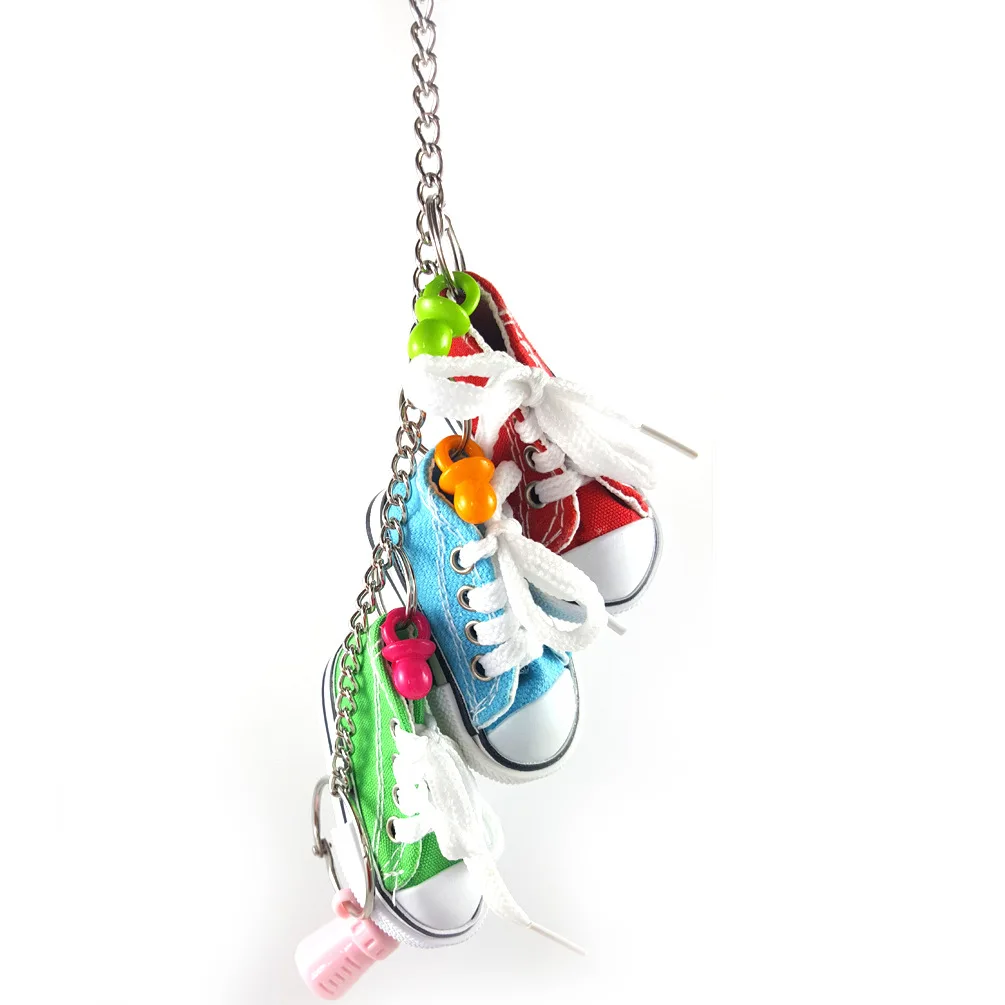 Mini Parrot Toys Colorful Pet Bird Cage Decoration Canvas Shoes Parrot Bird Toys Standing Climbing Toy Pet Shoes مستلزمات طيور