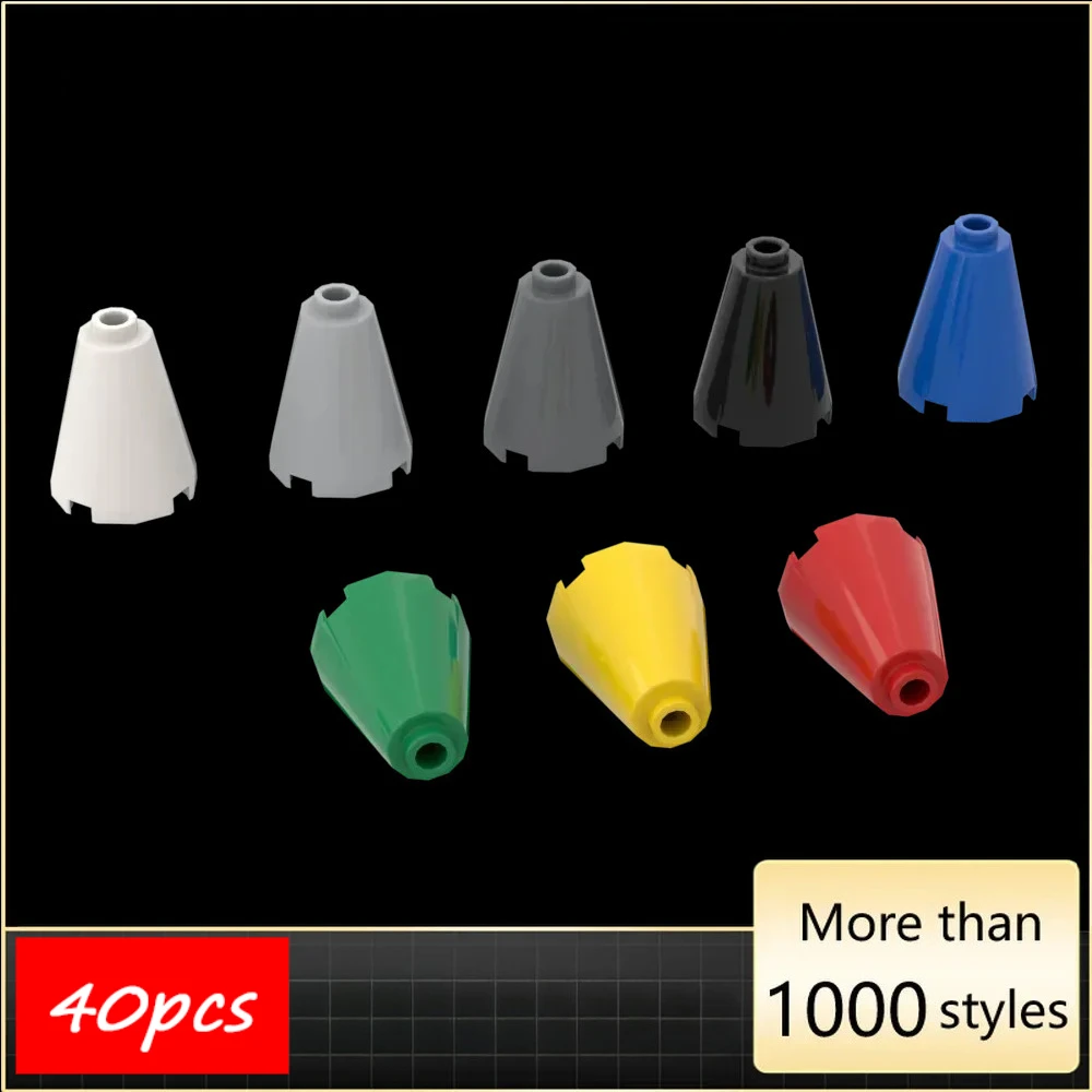 

40 шт., высокотехнологичные сборные частицы 14918, конус 2 х 2 х 2, открытая шпилька, кирпичные строительные блоки, комплект сменных деталей, игрушка для детей