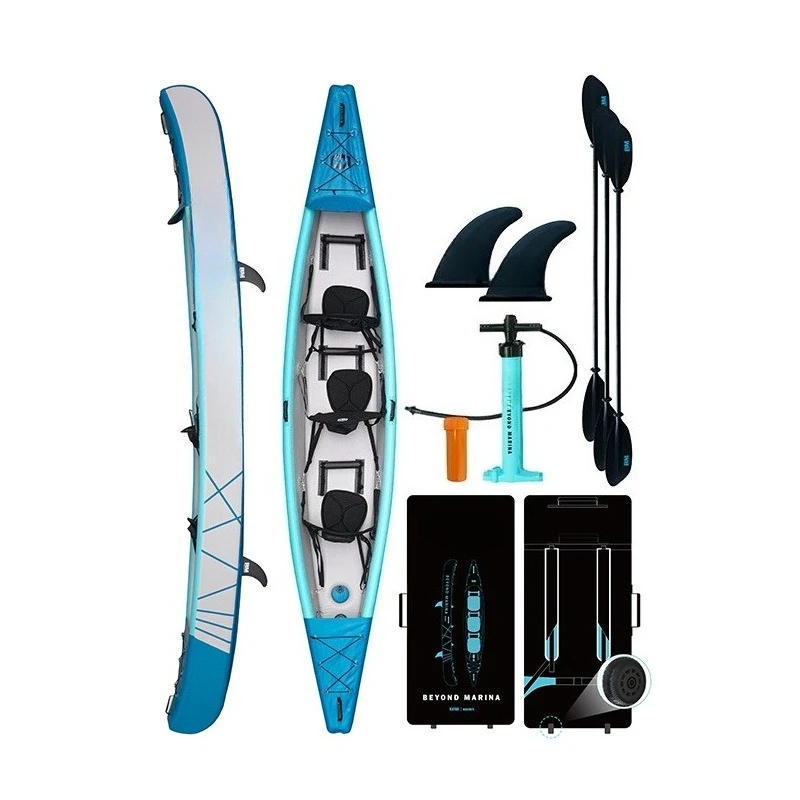 

Inflatable rubber rowboat double triple canoe fishing boat